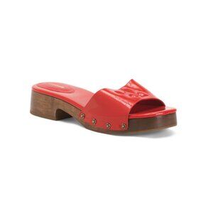 LARROUDE Scarlet Handmade In Brazil Patent Leather Zuzi Wooden Mules
